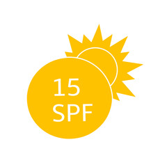 Sun protection for skin. UVA UVB sunscreen protection. SPF icon for or skin cosmetics packaging. Vector