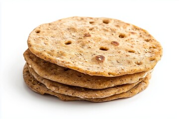 Delicious akaro millet-cassava bread served in a stack of dark traditional flatbreads on a white background for a culinary delight
