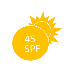 Sun protection for skin. UVA UVB sunscreen protection. SPF icon for or skin cosmetics packaging. Vector