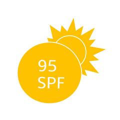 Sun protection for skin. UVA UVB sunscreen protection. SPF icon for or skin cosmetics packaging. Vector