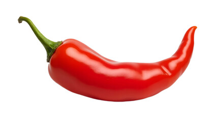 Vibrant red chili pepper with smooth skin, isolated on transparent background—perfect for spicy food designs, cooking illustrations, and culinary branding.