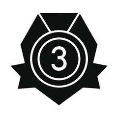 Third place medal icon in black color