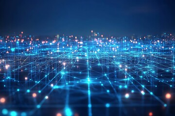 Fototapeta premium Abstract technology network background with glowing nodes and connections for innovation