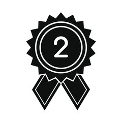 Second place award badge black and white