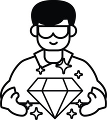 A man is holding a diamond and smiling