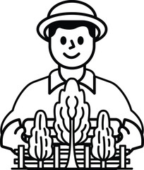 A man is holding a bunch of trees in his arms