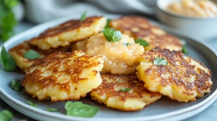 Potato pancakes with apple sauce