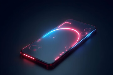 Futuristic Mobile Interface, A sleek mobile app screen with radiant neon-like lines, showcasing innovative design and modern technology elements