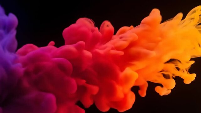Colorful Ink Cloud Flowing Smoothly in Slow Motion Abstract Background