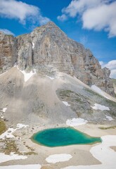 Monte Vettore and Pilato lake (Italy) - The landscape summit of Mount Redentore with Lago di Pilato...