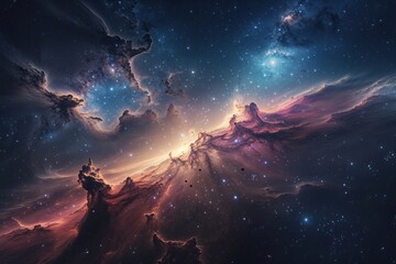 Obraz premium Deep Space Adventure Exploring Shimmering Nebulae and Fantastic Night Sky Discoveries