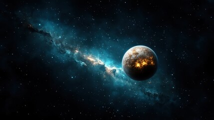 A mesmerizing cosmic landscape featuring vast galaxies and a radiant planet, reflecting the beauty and mystery of the universe that inspires wonder and exploration.