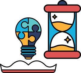 A puzzle piece is shown next to a clock