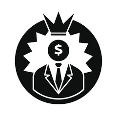 Money King Business Icon in Black and White