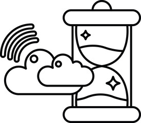 A clock with a cloud in the background