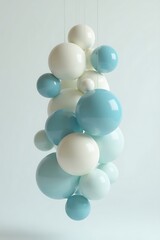 Fototapeta premium Abstract pastel blue and white balloons hanging