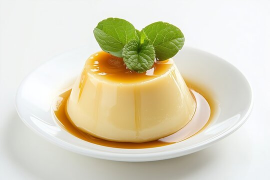 Delicious natilla served in a bowl with caramel sauce and mint leaves, showcasing a traditional Colombian dessert enjoyed at festive gatherings