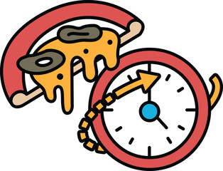 A pizza with a clock on it