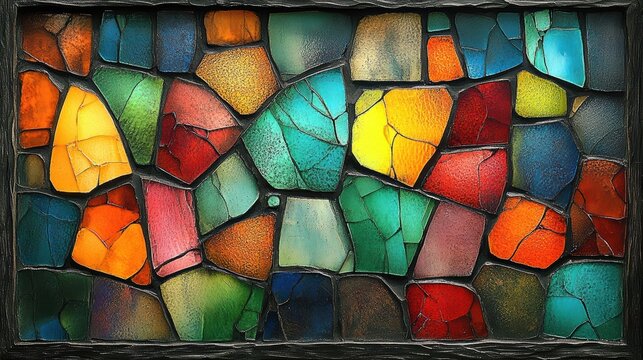 Abstract mosaic artwork bright and colorful background vibrant glass texture kaleidoscopic pattern design