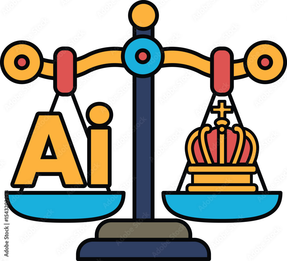 Fototapete a scale with the letters ai on one side and a crown on the other
