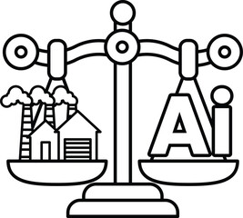 A scale with the word AI on it