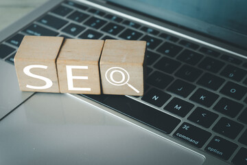Search Engine Optimization (SEO) Concept.,Wooden blocks with SEO (Search Engine Optimization) text...