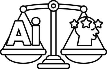A scale with a head on one side and the letters AI on the other