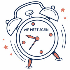 Retro alarm clock we meet again design element transparent background