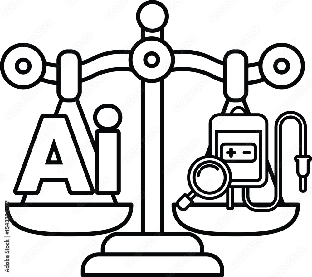 Fototapete a scale with the letters ai on one side and a magnifying glass on the other
