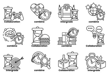 A collection of different clock designs, each with a unique concept or mood