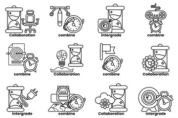 The image is a collection of different clock faces