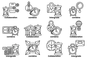 The image is a collection of different clock faces