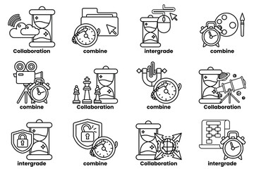 The image is a collection of different clock faces