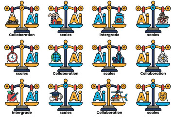 The image is a set of scales with the letters AI on them