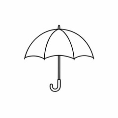 Simple line art of a white umbrella on plain background  