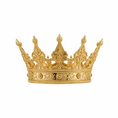 King or queen golden crown over white background, no shadow