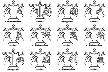 The image is a set of scales with the word AI on them