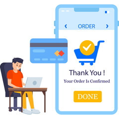 Boy checkout online order in sale period Illustration