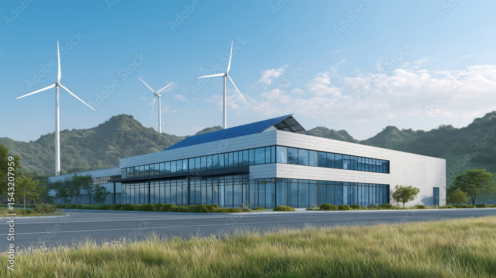 Poster a modern cargo transport facility features advanced navigation and autopilot systems. located near m