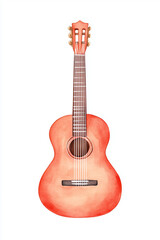 Obraz premium A classic acoustic guitar, rendered in warm watercolor hues, invites a moment of musical inspiration.&nbsp;