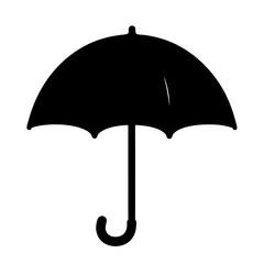 Simple Black Umbrella Silhouette Isolated on White Background for Weather Protection