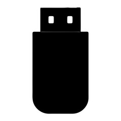Black USB drive on a white background is used for data storage