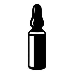 Monochrome vector illustration of a medication ampule with a narrow neck