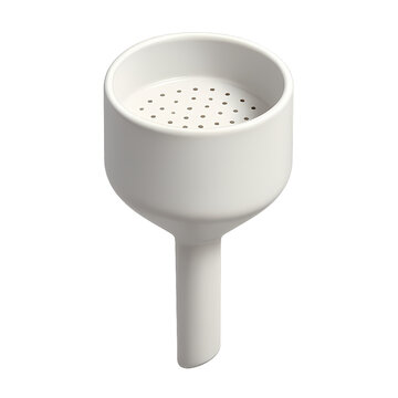 Isometric 3D Render of Ceramic B&uuml;chner Funnel for Vacuum Filtration