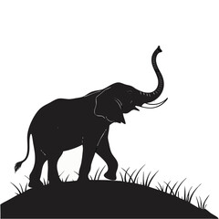 Obraz premium Elephant Silhouette – Majestic Wildlife Vector Illustration