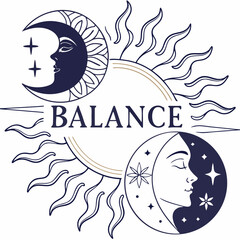 Celestial balance sun moon yin yang harmony spirituality