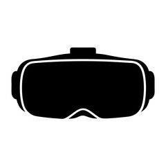 Obraz premium Isolated black virtual reality headset silhouette, immersive gaming technology illustration vector