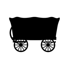 A Silhouette of a Covered Wagon, Representing Pioneers and Western Expansion