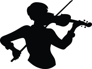 Obraz premium Black Silhouette Violinist Playing Illustration...