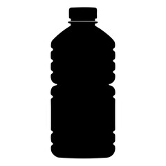 Silhouette of a plastic water bottle isolated on a white background
